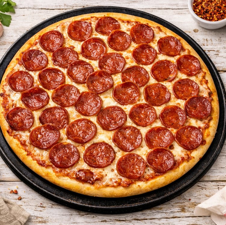 Beef Pepperoni Pizza.
