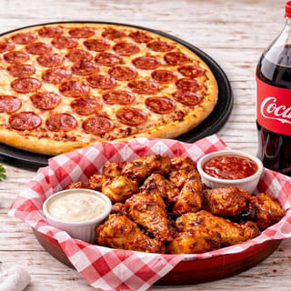 Large One Topping Pizza, 8 Pieces Wings & 2 Liter Pop Wednesday Special